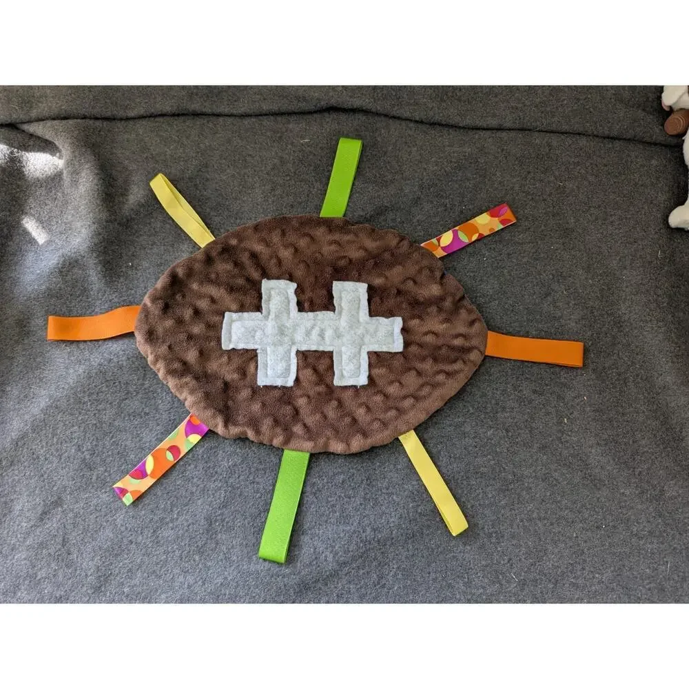 Handmade?  Football Baby Blanket Brown ,Lovey, With‎ Tags, See Photos